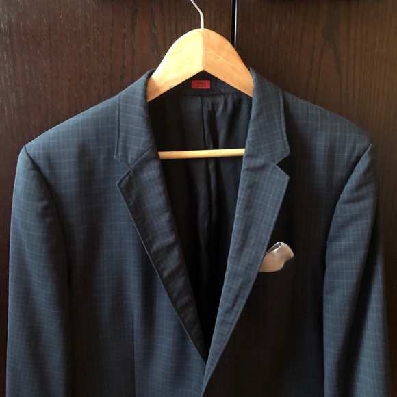 Hugo Boss Aeris $400 Trim Fit Check Sport Coat Black Blue Gray 100% Wool 40R - Picture 3 of 9